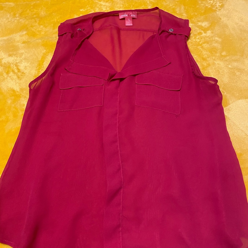 Pink. Sheer. Blouse